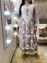 Load image into Gallery viewer, Blue Printed Pallazo Set