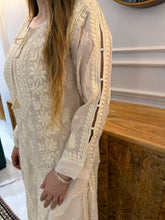 Load image into Gallery viewer, Chikankari Crepe Silk A line Kurta