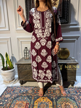 Load image into Gallery viewer, Chikankari Modal Cotton Kurti