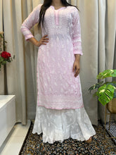 Load image into Gallery viewer, Muslin Chikankari kurta - Pink