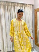 Load image into Gallery viewer, Chikankari Silk Crepe A line Frock