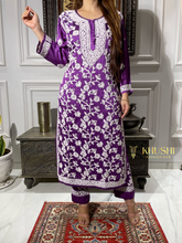 Load image into Gallery viewer, Chikankari Modal Satin Pant Set