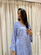 Load image into Gallery viewer, Chikankari Silk Crepe Kurti