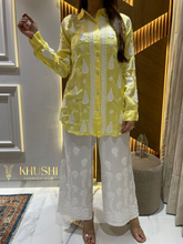 Load image into Gallery viewer, Chikankari Modal Satin Yellow Shirt