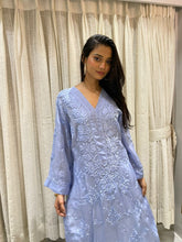 Load image into Gallery viewer, Chikankari Silk Crepe Kurti