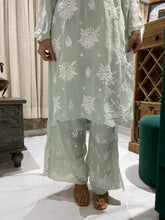 Load image into Gallery viewer, Chikankari Silk Crepe Pallazo Set