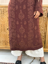Load image into Gallery viewer, Chikankari Crepe Silk A line Kurta