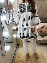 Load image into Gallery viewer, Black and White Short Kurti