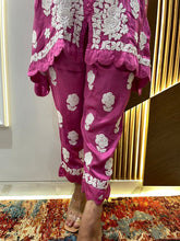 Load image into Gallery viewer, Chikankari Modal Satin Pink Co-ord Set