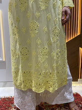 Load image into Gallery viewer, Chikankari Viscose Yellow Kurti