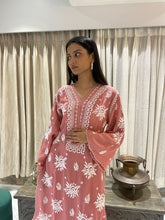Load image into Gallery viewer, Chikankari Silk Crepe Pallazo Set