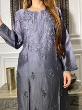 Load image into Gallery viewer, Chikankari Chanderi Silk Pallazo Set