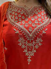 Load image into Gallery viewer, Orange Hand Zardozi Suit
