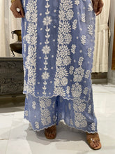 Load image into Gallery viewer, Chikankari Silk Crepe Pallazo Set