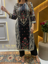 Load image into Gallery viewer, Black Printed Modal Kurti