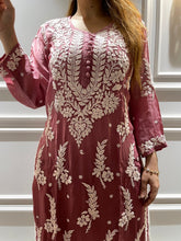 Load image into Gallery viewer, Chikankari Viscose Peach Kurti