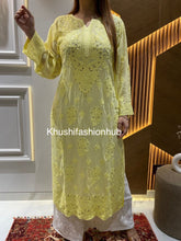 Load image into Gallery viewer, Chikankari Viscose Yellow Kurti