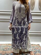 Load image into Gallery viewer, Chikankari Viscose Grey Kurti