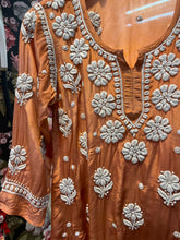 Load image into Gallery viewer, Chikankari Crepe Silk Short Kurti