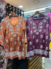 Load image into Gallery viewer, Chikankari Crepe Silk Short Kurti