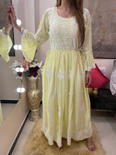 Load image into Gallery viewer, Lime Umbrella Lucknowi Kurti