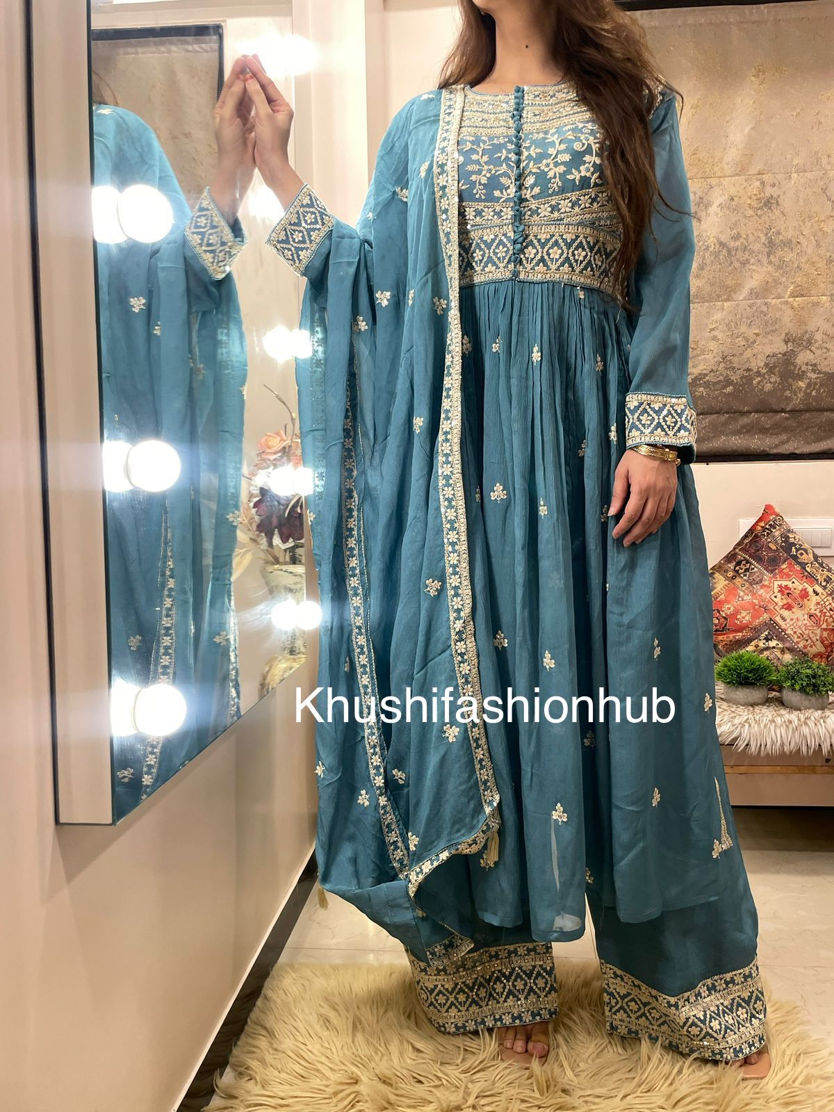 Sea Blue Dress khushifashionhub