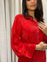 Load image into Gallery viewer, Chikankari Silk Crepe Kurti
