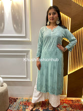 Load image into Gallery viewer, Chikankari Modal Green Kurti
