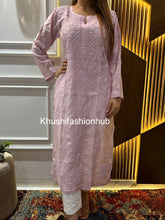 Load image into Gallery viewer, Chikankari Muslin baby pink Kurti
