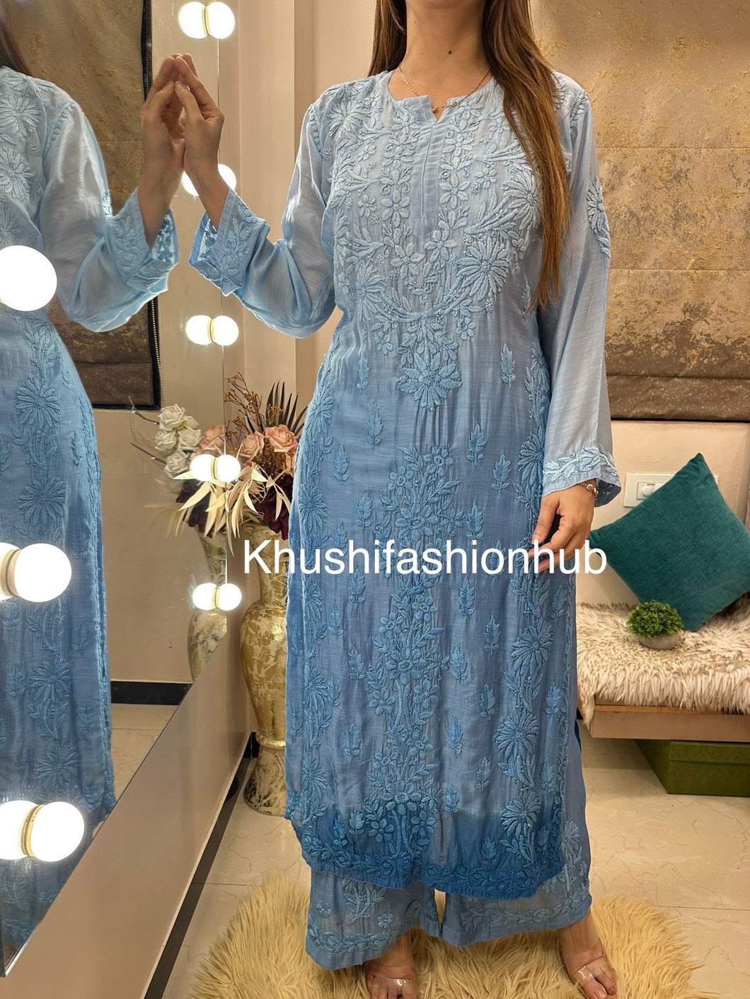 Shaded Blue Pallazo Set