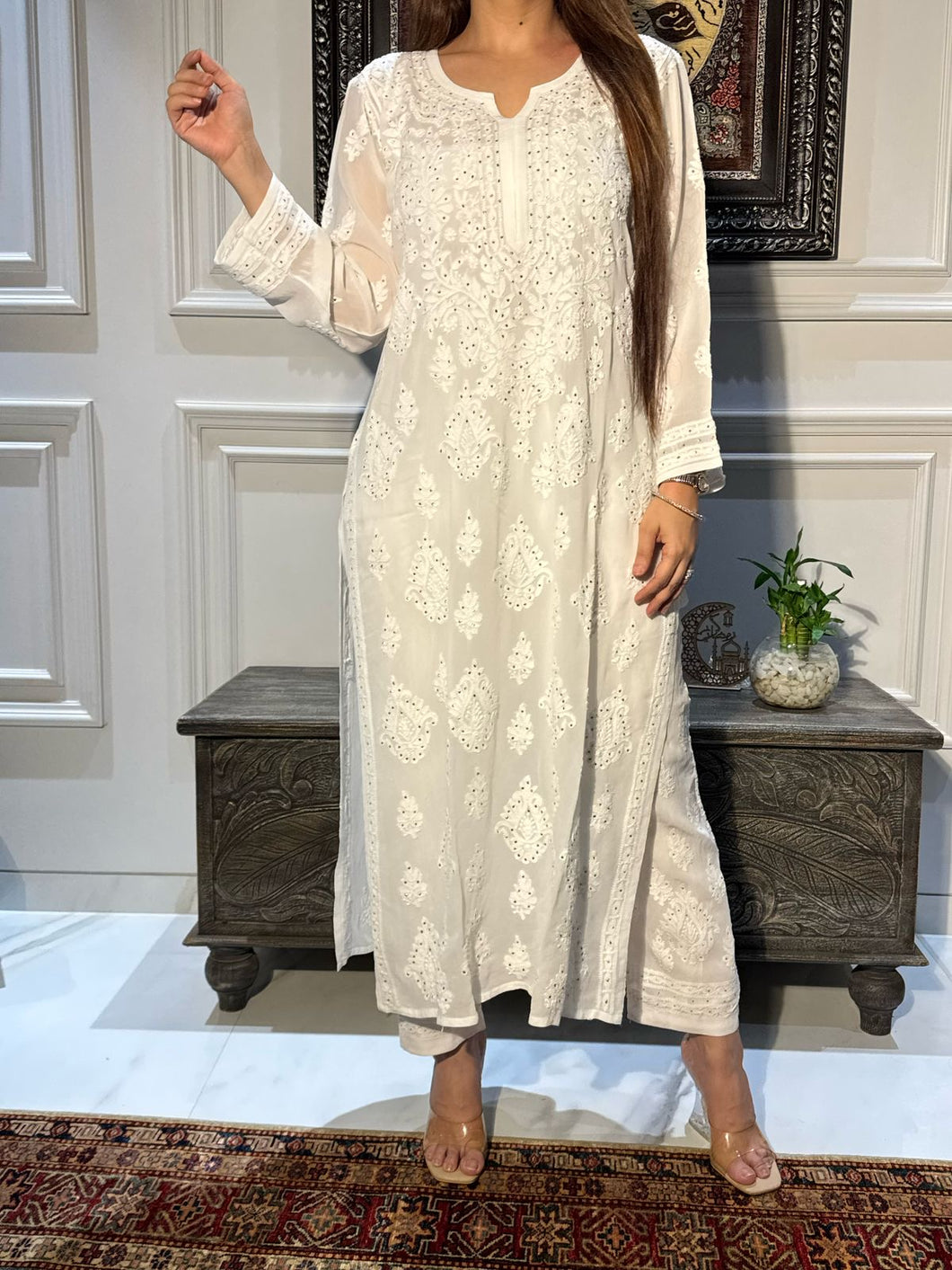 Chikankari Viscose Mukaish Set