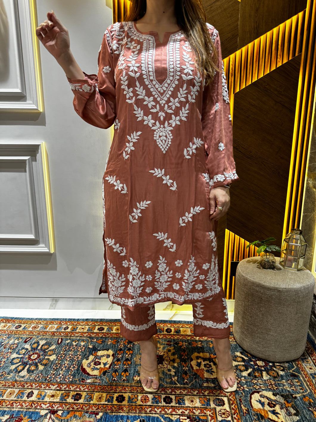 Chikankari Modal Satin Set