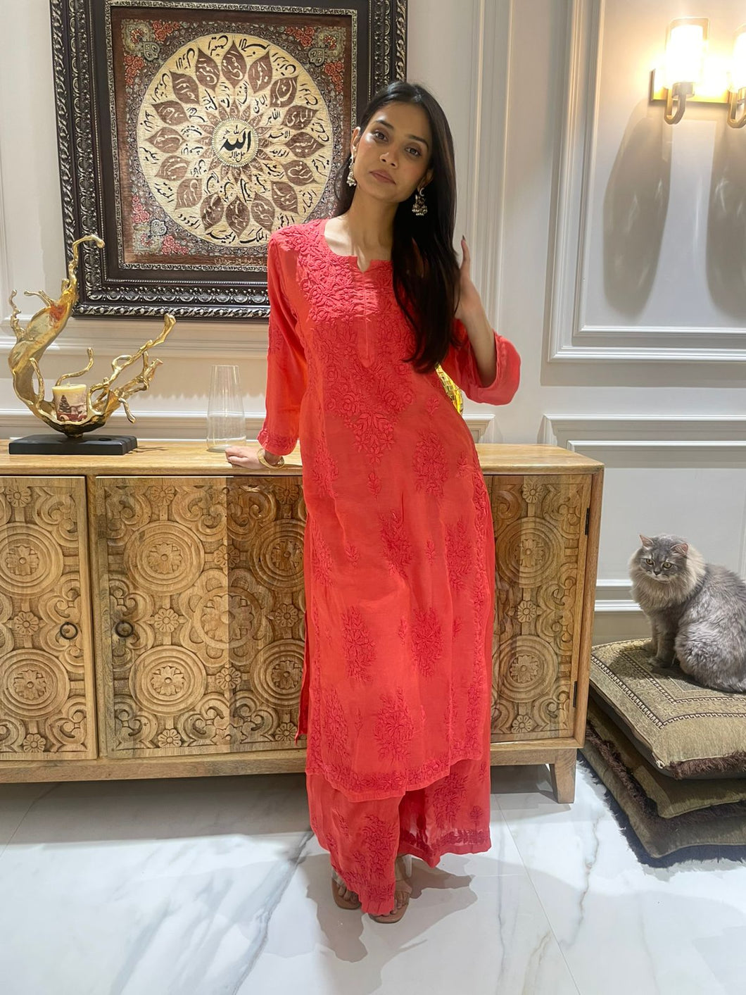 Chikankari Muslin Palazzo Set