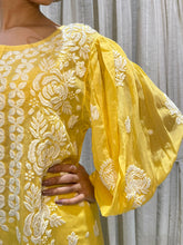 Load image into Gallery viewer, Chikankari Silk Crepe A line Frock
