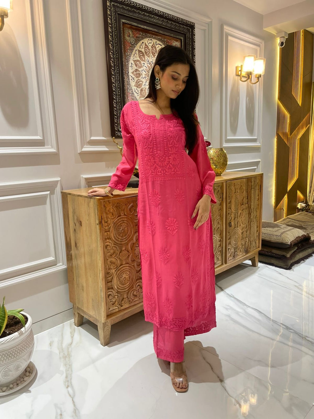 Chikankari Modal Pallazo Set