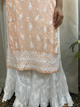 Load image into Gallery viewer, Muslin Chikankari kurta - Pale orange
