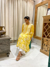 Load image into Gallery viewer, Chikankari Silk Crepe A line Frock
