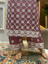 Load image into Gallery viewer, Chikankari Modal Satin Pallazo Set
