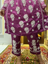 Load image into Gallery viewer, Chikankari Modal Satin Pant Set
