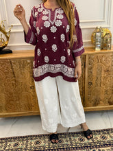 Load image into Gallery viewer, Chikankari Crepe Short Kurti
