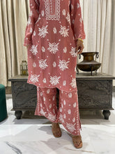 Load image into Gallery viewer, Chikankari Silk Crepe Pallazo Set
