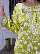 Load image into Gallery viewer, Chikankari Modal Satin Pant Set
