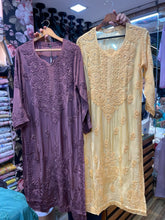 Load image into Gallery viewer, Chikankari Crepe Silk Mukaish Kurta
