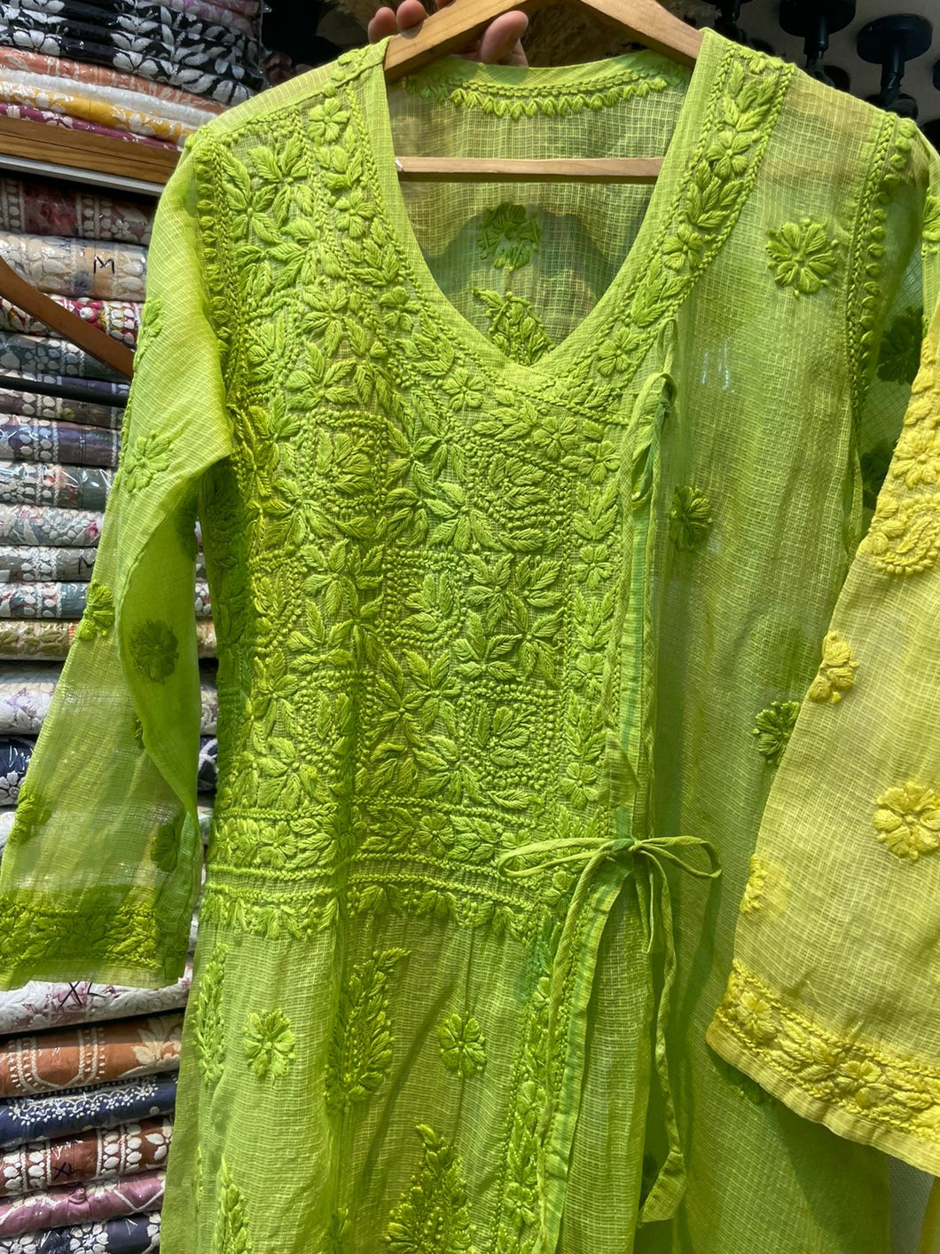 Chikankari Angrakha Kurti