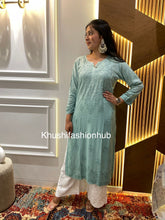 Load image into Gallery viewer, Chikankari Modal Green Kurti
