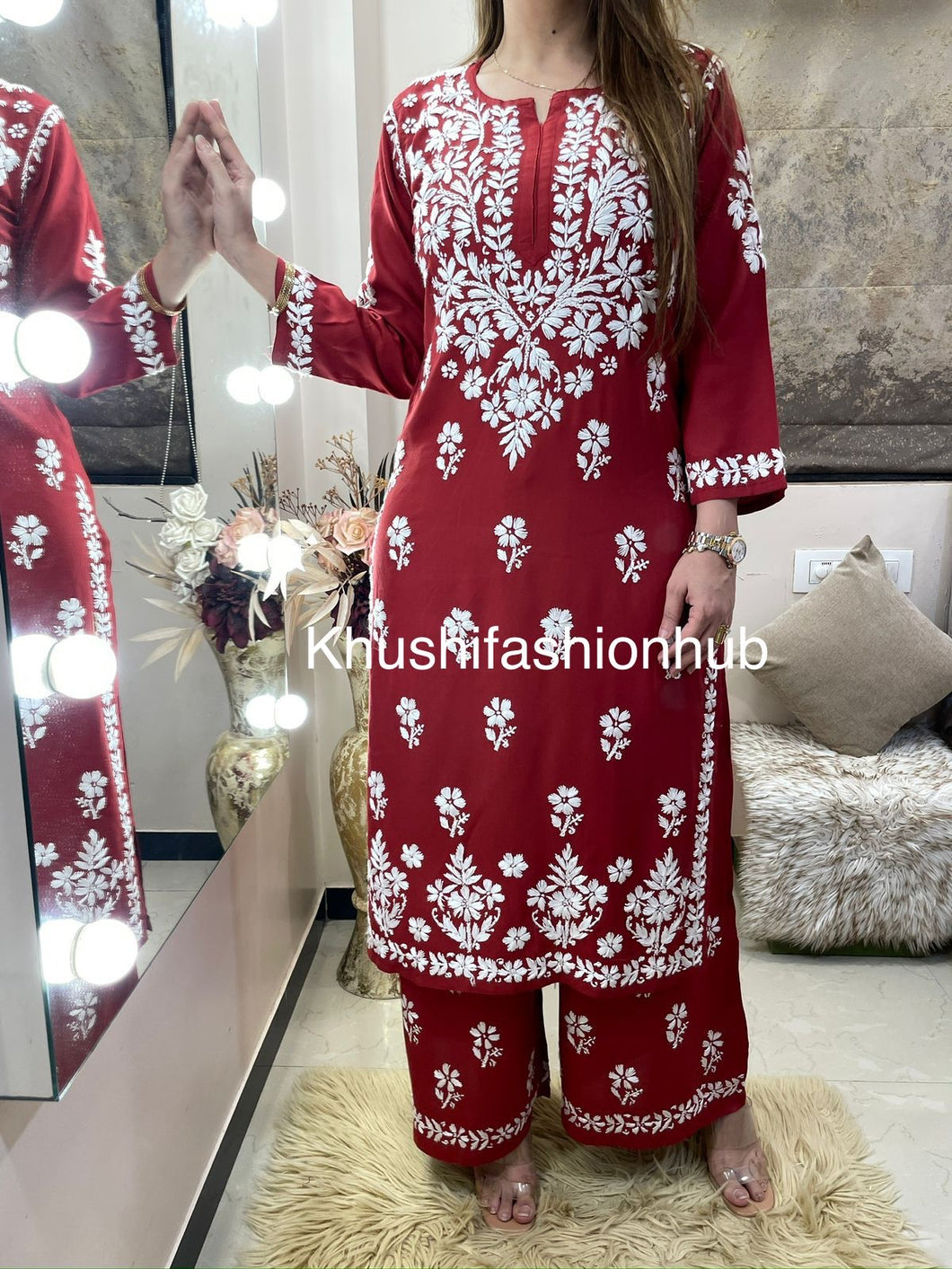 Brick Red Pallazo Set