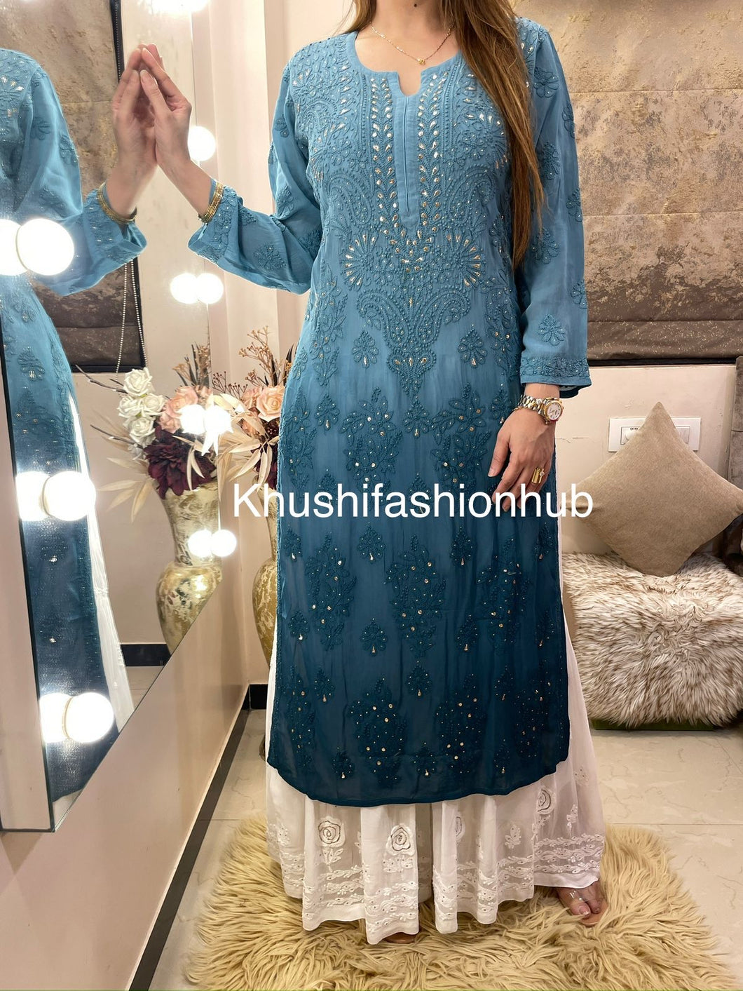 Sea Blue Kurti