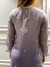 Load image into Gallery viewer, Chikankari Viscose Grey Kurti
