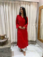 Load image into Gallery viewer, Chikankari Silk Crepe Kurti
