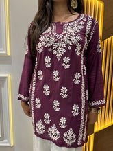 Load image into Gallery viewer, Chikankari Modal Short Kurti
